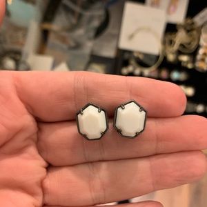Kendra Scott White MOP/Gunmetal Taylor earrings